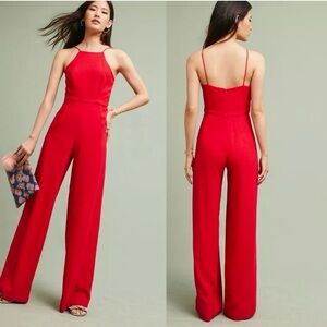 Black Halo x Anthropologie Joaquin Wide-Leg Jumpsuit in Cherry 🍒 Red size 8